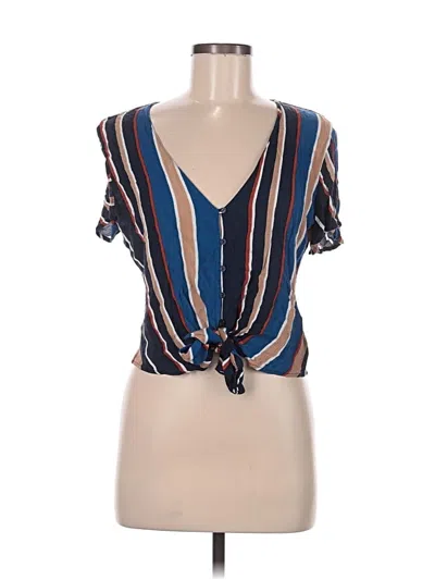 Pre-owned Lush Short Sleeve Blouse In Blue