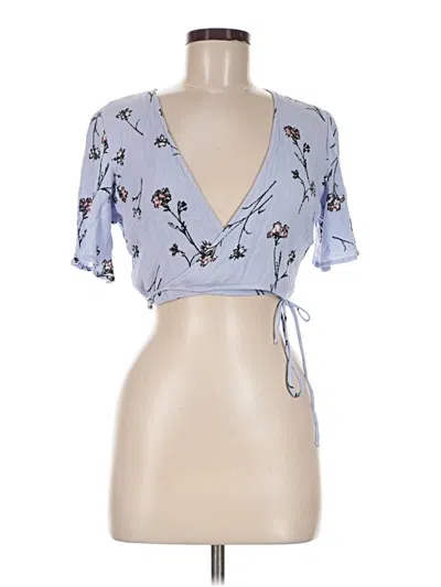 Pre-owned Lush Short Sleeve Blouse In Blue