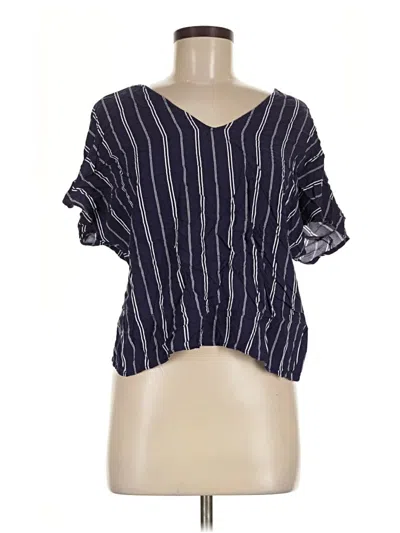 Pre-owned Lush Short Sleeve Blouse In Blue