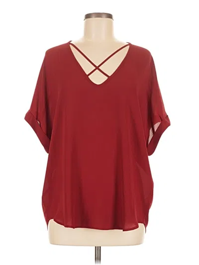 Pre-owned Lush Short Sleeve Blouse In Burgundy