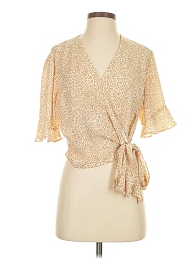 Pre-owned Lush Short Sleeve Blouse In Gold