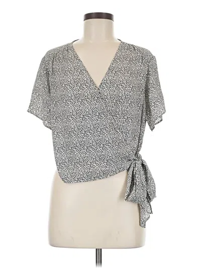 Pre-owned Lush Short Sleeve Blouse In Gray