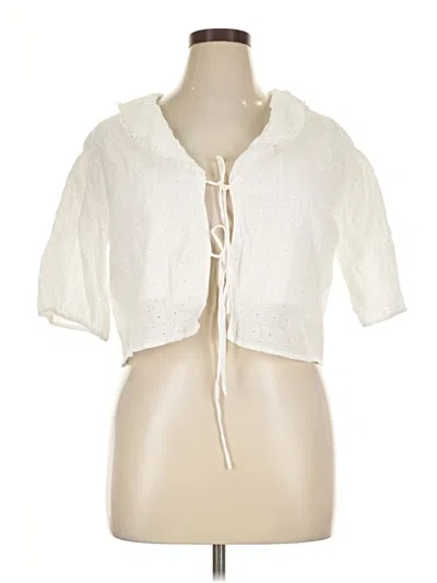 Pre-owned Lush Short Sleeve Blouse In Ivory