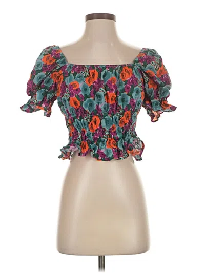 Lush Short Sleeve Blouse In Multi