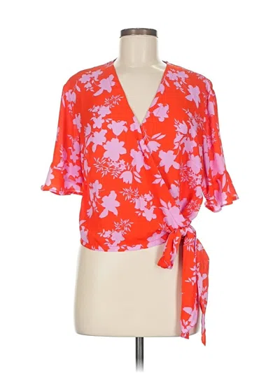 Pre-owned Lush Short Sleeve Blouse In Orange