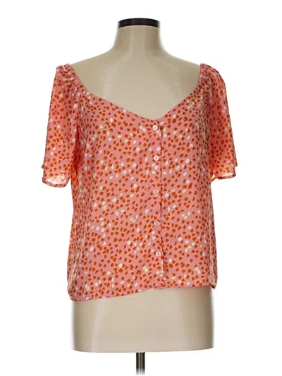 Pre-owned Lush Short Sleeve Blouse In Orange