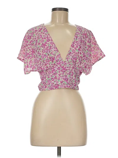 Pre-owned Lush Short Sleeve Blouse In Pink