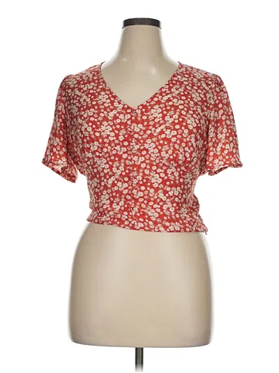 Pre-owned Lush Short Sleeve Blouse In Red