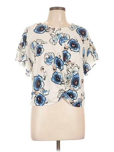 Pre-owned Lush Short Sleeve Blouse In White