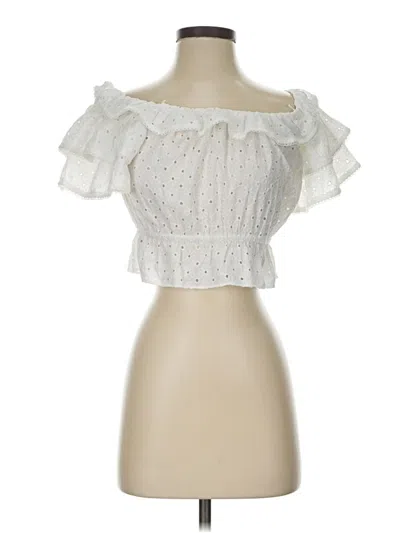 Pre-owned Lush Short Sleeve Blouse In White