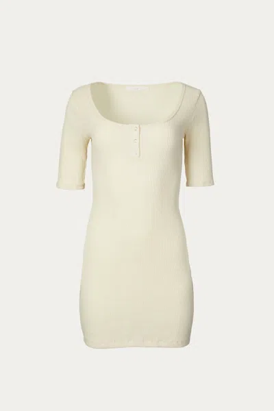 Lush Short Sleeve Mini Dress In Cream In White