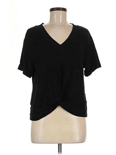 Pre-owned Lush Short Sleeve Top Black Plunge Neckline Tops