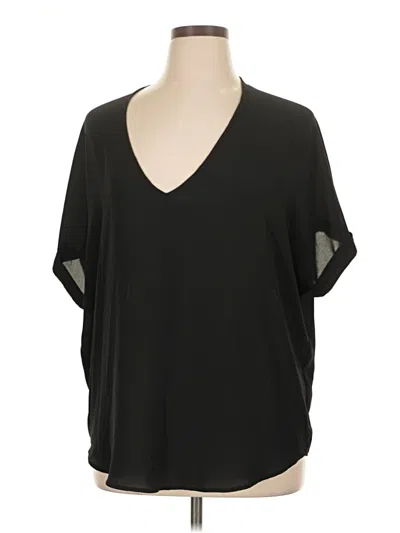 Pre-owned Lush Short Sleeve Top Black V-neck Tops