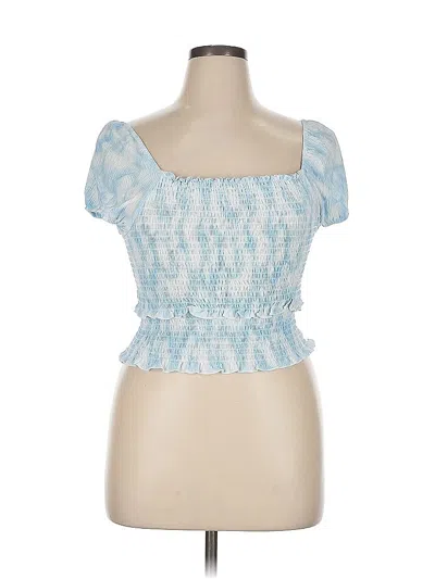 Pre-owned Lush Short Sleeve Top Blue Sweetheart Neckline Tops