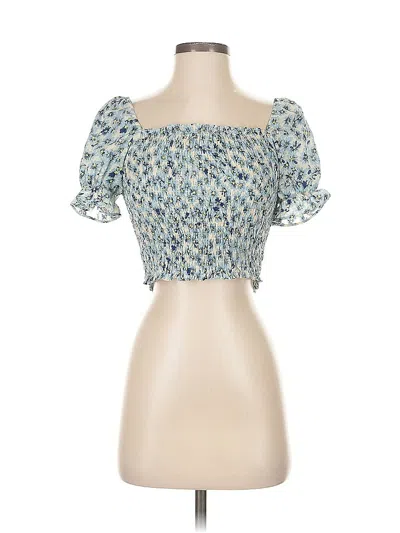 Pre-owned Lush Short Sleeve Top Blue Sweetheart Neckline Tops