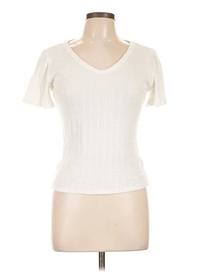 Pre-owned Lush Short Sleeve Top Ivory Scoop Neck Tops