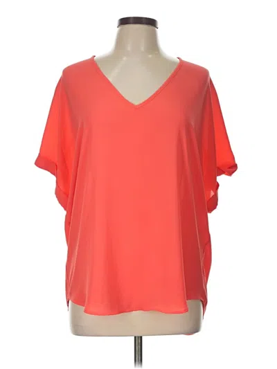 Pre-owned Lush Short Sleeve Top Orange V-neck Tops