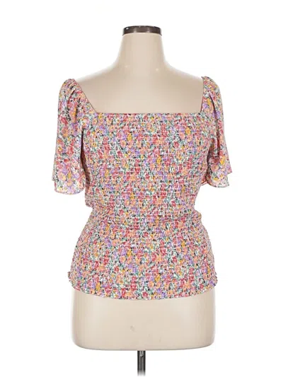 Pre-owned Lush Short Sleeve Top Pink Square Neckline Tops