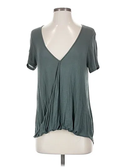 Pre-owned Lush Short Sleeve Top Teal Plunge Neckline Tops