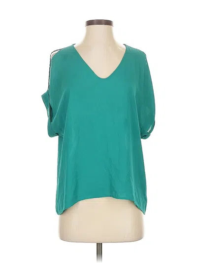 Pre-owned Lush Short Sleeve Top Teal V Neck Tops In Blue