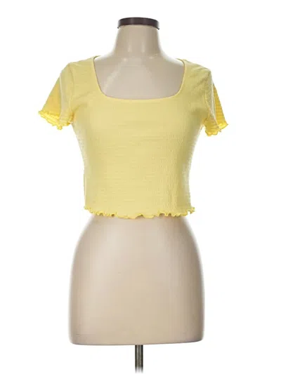 Pre-owned Lush Short Sleeve Top Yellow Sweetheart Neckline Tops
