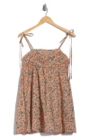 Lush Shoulder Tie Babydoll Dress In Orange Floral