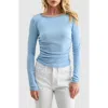 Lush Side Cinched Long Sleeve Top In Blue