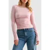 Lush Side Cinched Long Sleeve Top In Pink