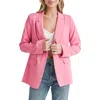 Lush Single Button Blazer In Shocking Pink