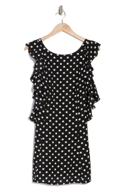 Lush Sleeveless Backless Minidress In Black White Dot