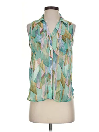 Pre-owned Lush Sleeveless Blouse In Teal