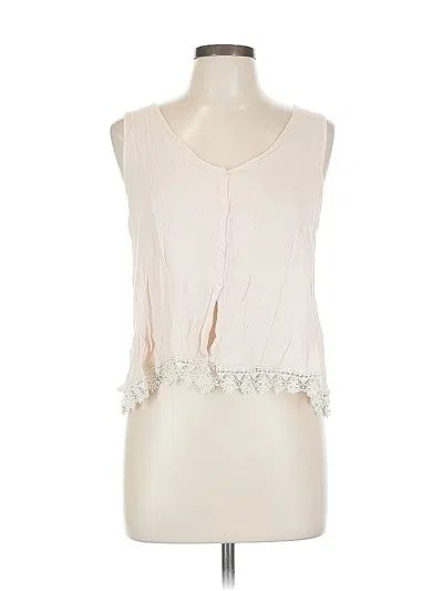 Pre-owned Lush Sleeveless Blouse In White