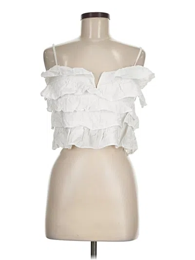 Pre-owned Lush Sleeveless Blouse In White