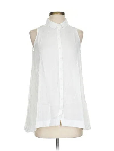 Pre-owned Lush Sleeveless Button Down Shirt In White