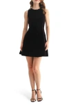 Lush Sleeveless Button Front Velvet Minidress In Black