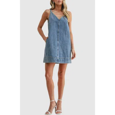 Lush Sleeveless Denim Minidress In Blue