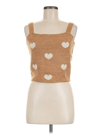 Pre-owned Lush Sleeveless Top Tan Sweetheart Neckline Tops