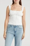 Lush Smocked Bow Tank In White