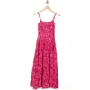 Lush Smocked Drop Waist Maxi Dress In Berry Pink