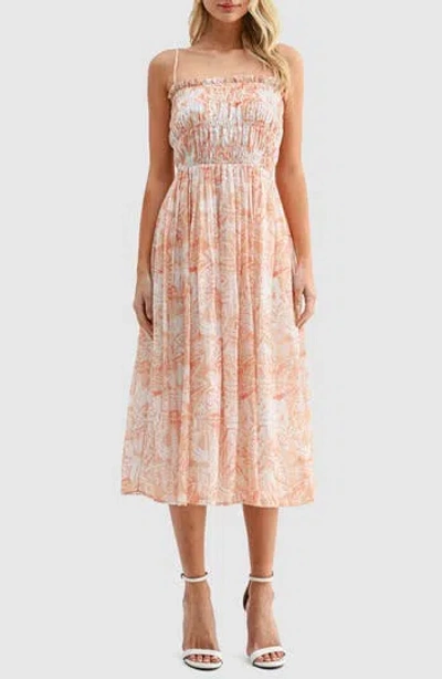 Lush Smocked Midi Dress In Multi