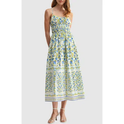 Lush Smocked Waist Midi Dress In Multi