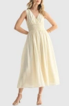 Lush Smocked Waist Midi Dress In Neutral
