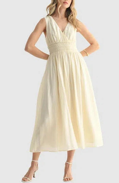 Lush Smocked Waist Midi Dress In White