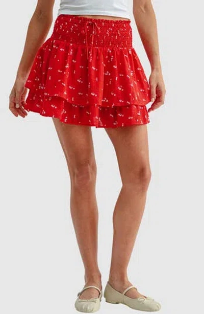 Lush Smocked Waist Ruffle Miniskirt In Multi