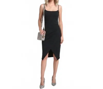 Lush Spaghetti Strap Tulip Hem Midi Dress In Black