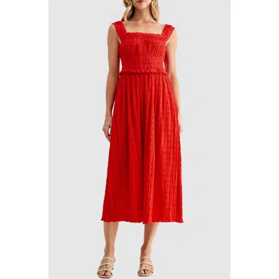 Lush Square Neck Midi Dress In Red
