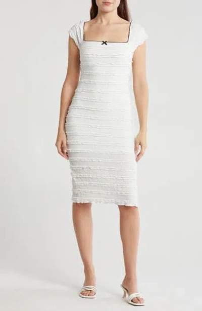 Lush Square Neck Ruffle Lace Body-con Midi Dress