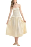 Lush Strapless Midi Dress In Butter Cream
