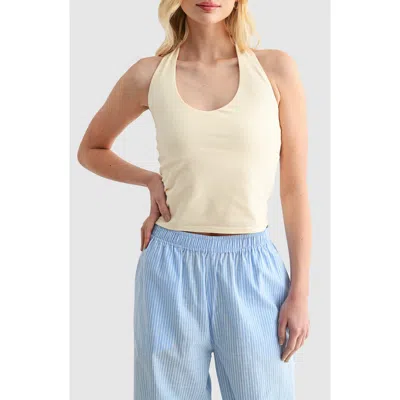 Lush Stretch Cotton Halter Top In Yellow