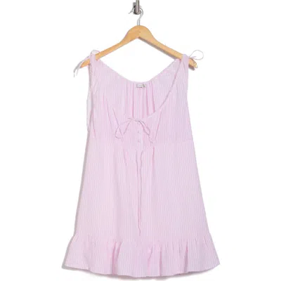 Lush Stripe Babydoll Minidress In Pink Stripe